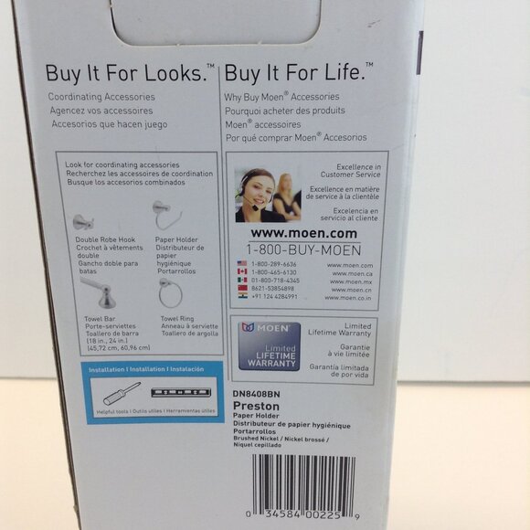 MOEN "Preston" DN8408BN Brushed Nickel Toilet Paper Holder - Picture 8 of 10